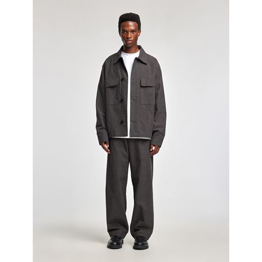 Annarr Harki Pinstripe Overshirt, Dark Gull Gray, XL