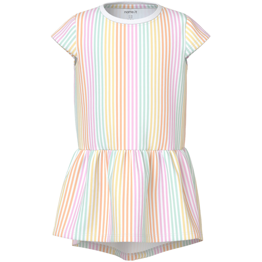 Køb Name It Bright White Cool Stripe Nmfvigga Capsl Kjole F1 Noos