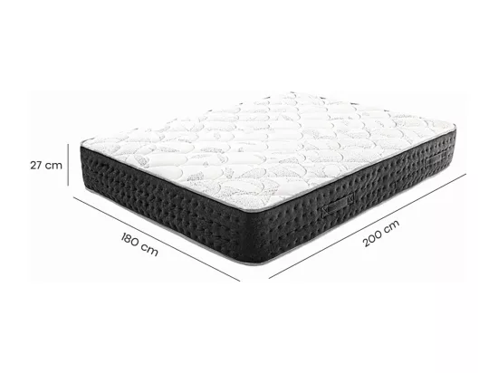 Matelas MORGA King Size 180x200 cm, à ressorts ensachés, en mousse haute densité, Soutien très ferme, face été/hiver, épaisseur 27 cm