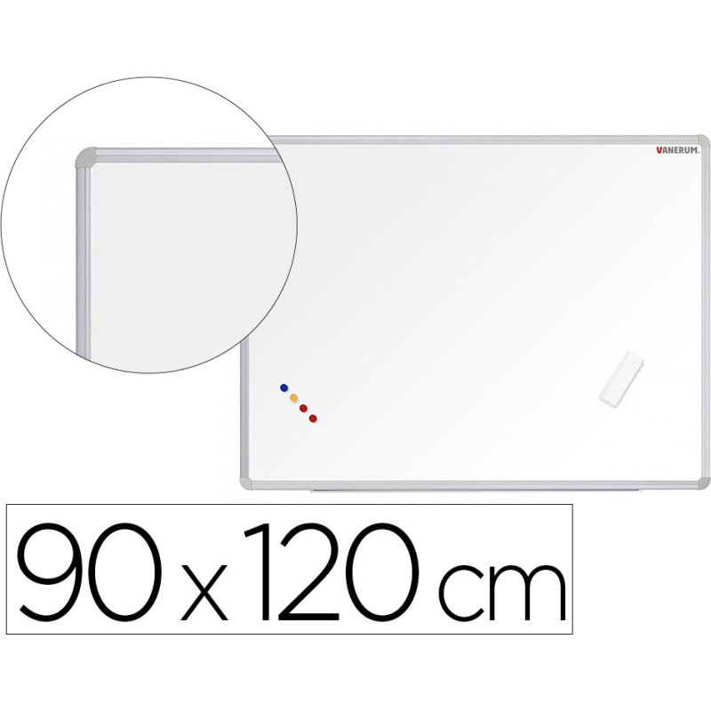 Tableau blanc vanerum sb emaille magnetique cadre      aluminium auget kit fixation  fourni 90x120cm