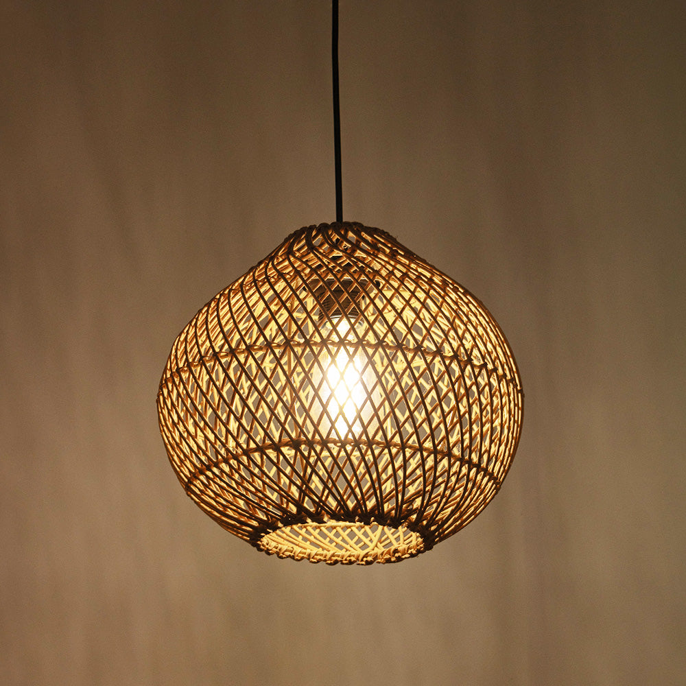 Abat-jour pour suspension - capucine - en rotin - marron - cezare - ø30cm