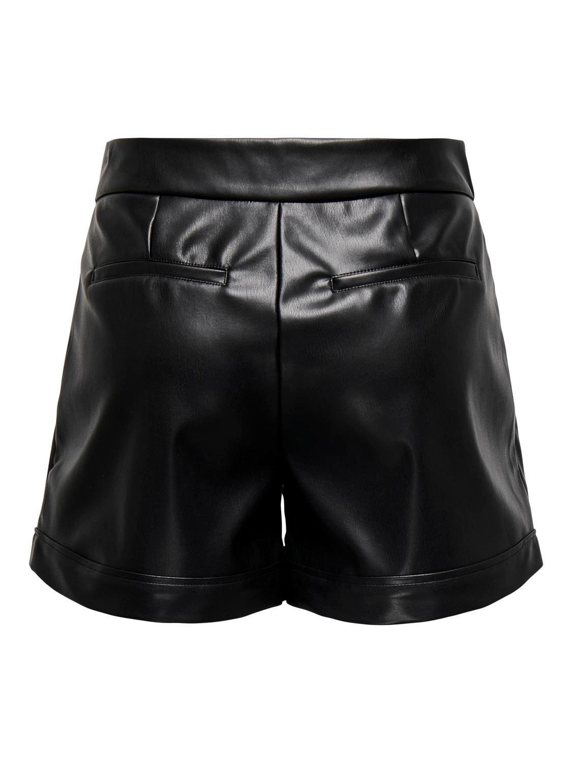 ONLIZARA Hohe Taille Normal geschnitten Shorts in Lederoptik Black