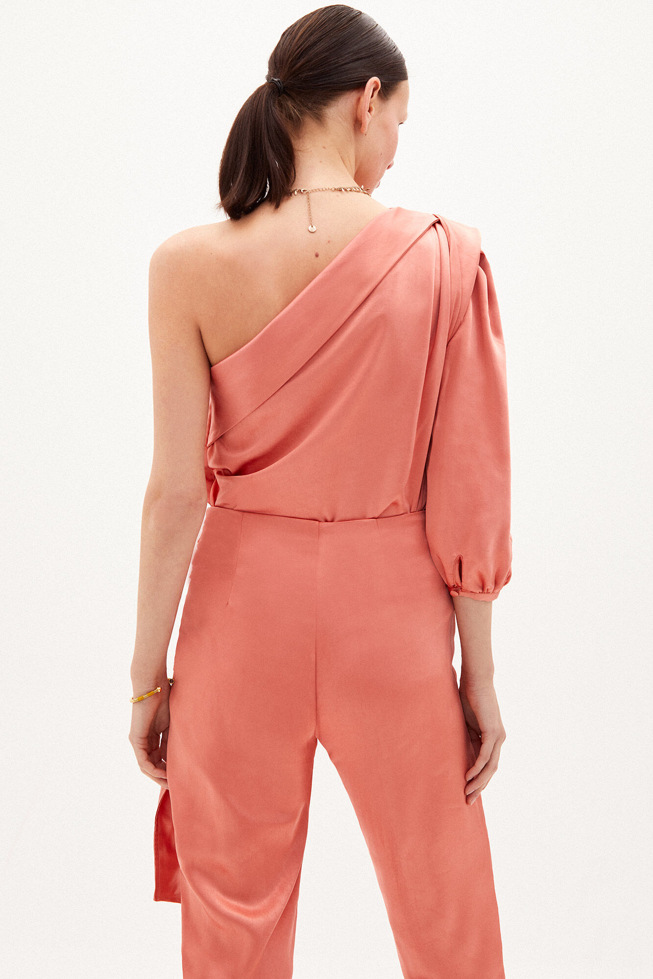 Blusa assimétrica de cetim Federica - Vermelha
