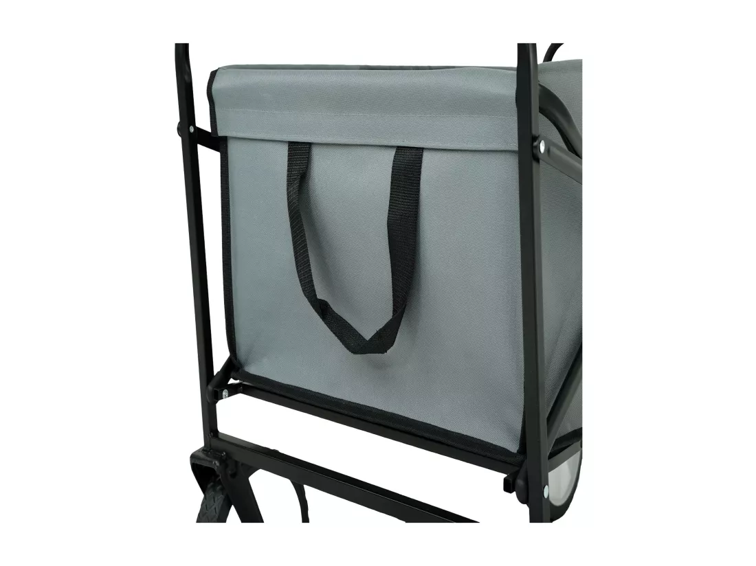 Chariot pliable pour plage avec roues en plastique et capacité de charge maximale de 120 kg en gris