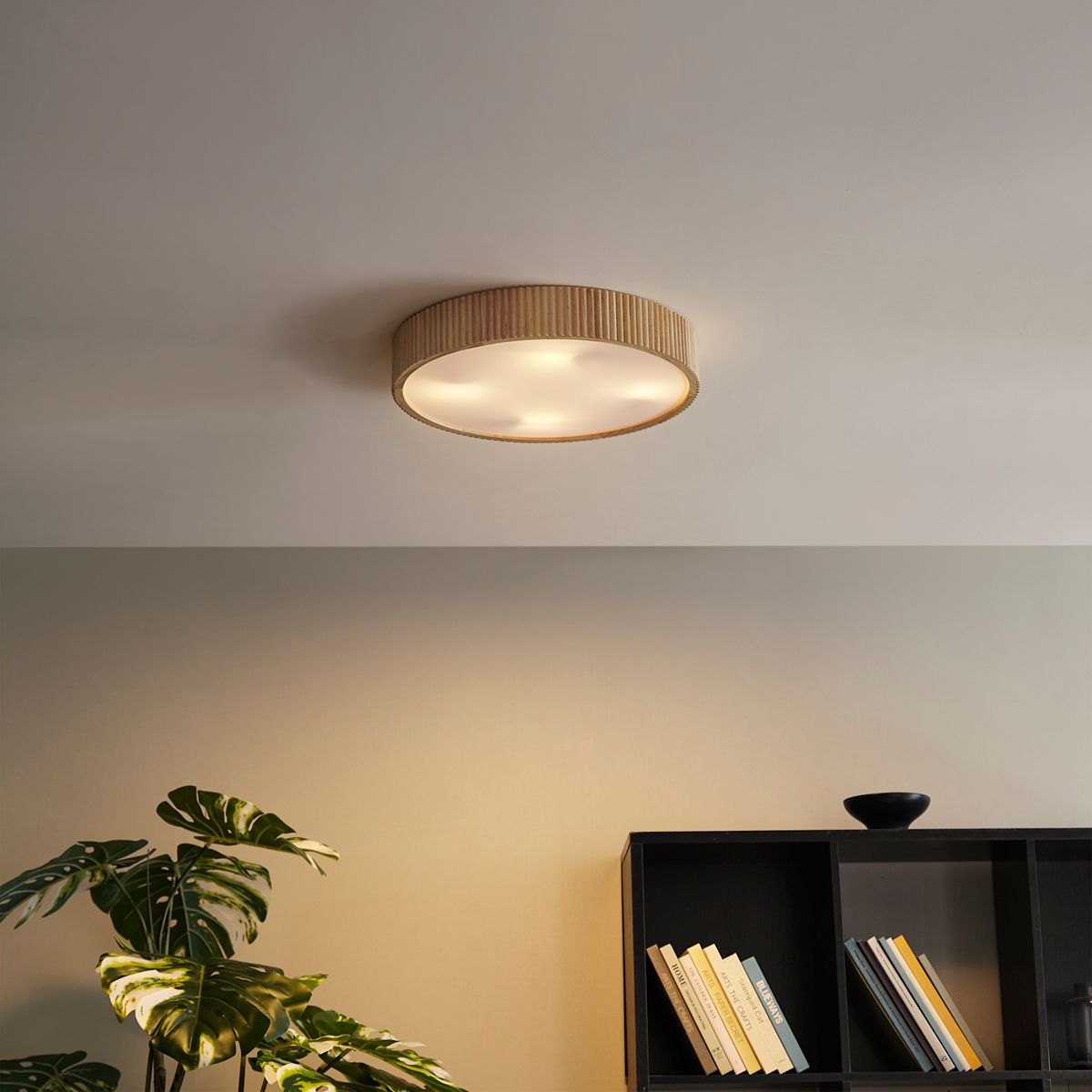 Japandi plafondlamp hout 50cm 4-lichts - Lyra