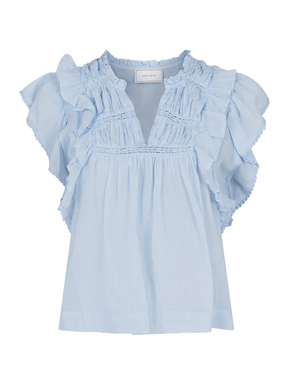 Neo Noir  Jayla S Voile Top - Light Blue