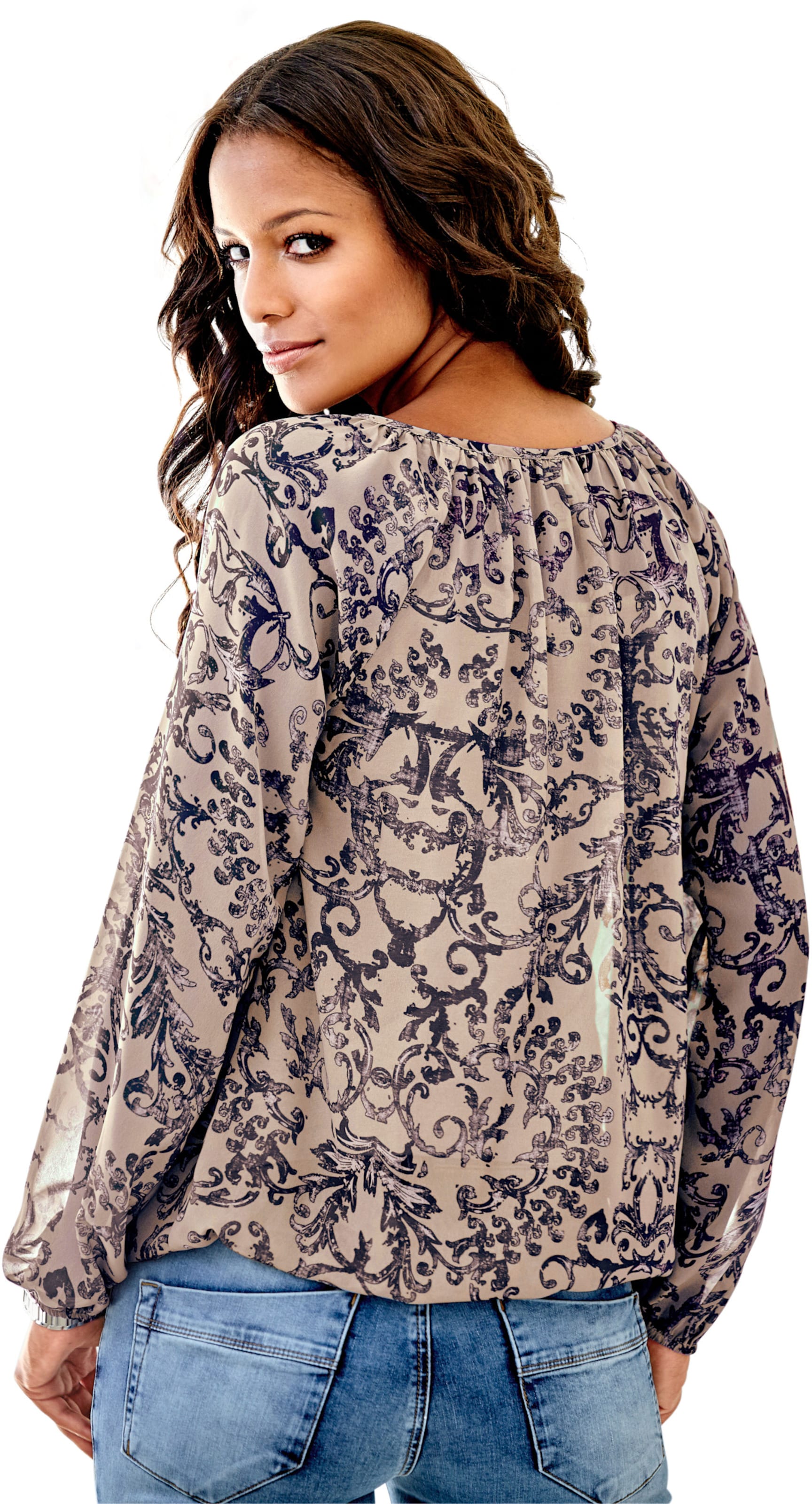 heine Druckbluse in sand