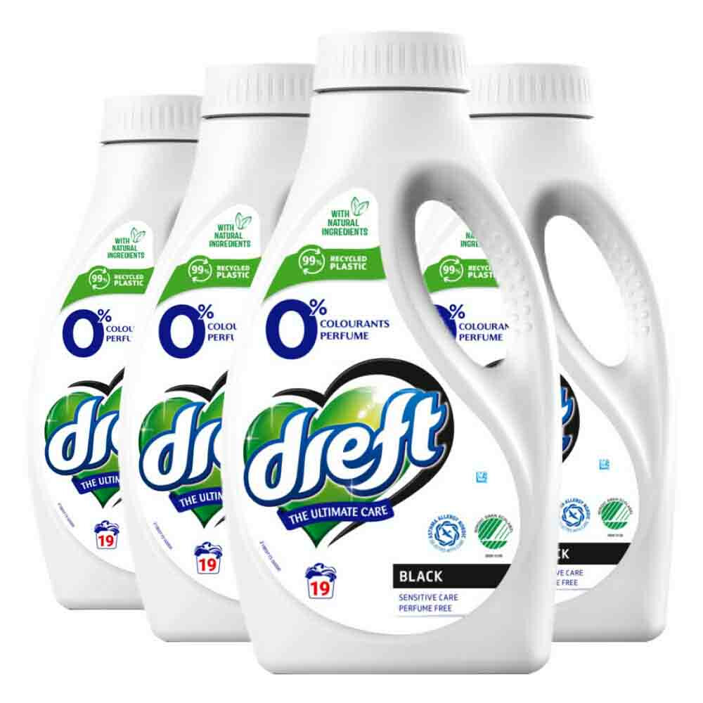 4x Dreft Vloeibaar Wasmiddel 0% Donkere Was 19 Wasbeurten988 ml