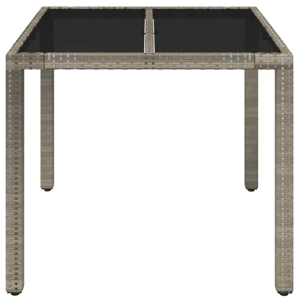 vidaXL - Tuintafel Met Glazen Blad - Grijs - Poly rattan - 90 x 90 x 75 cm