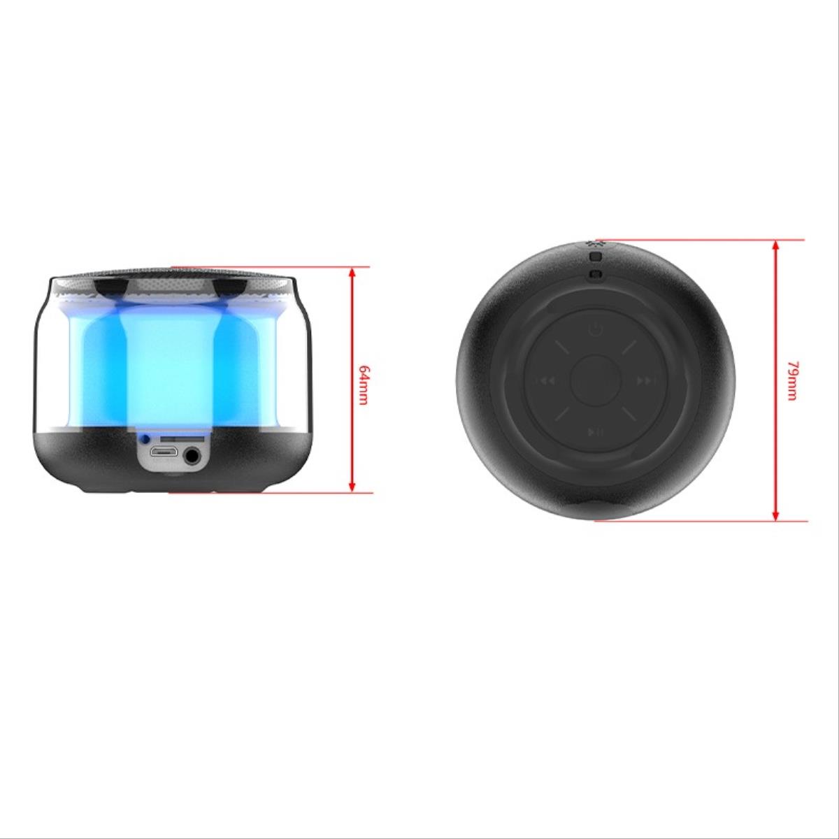Smartek Mini Caixa de Som Bluetooth, Portátil, Sem Fio, Recarregável, À Prova D'água, com Iluminação LED