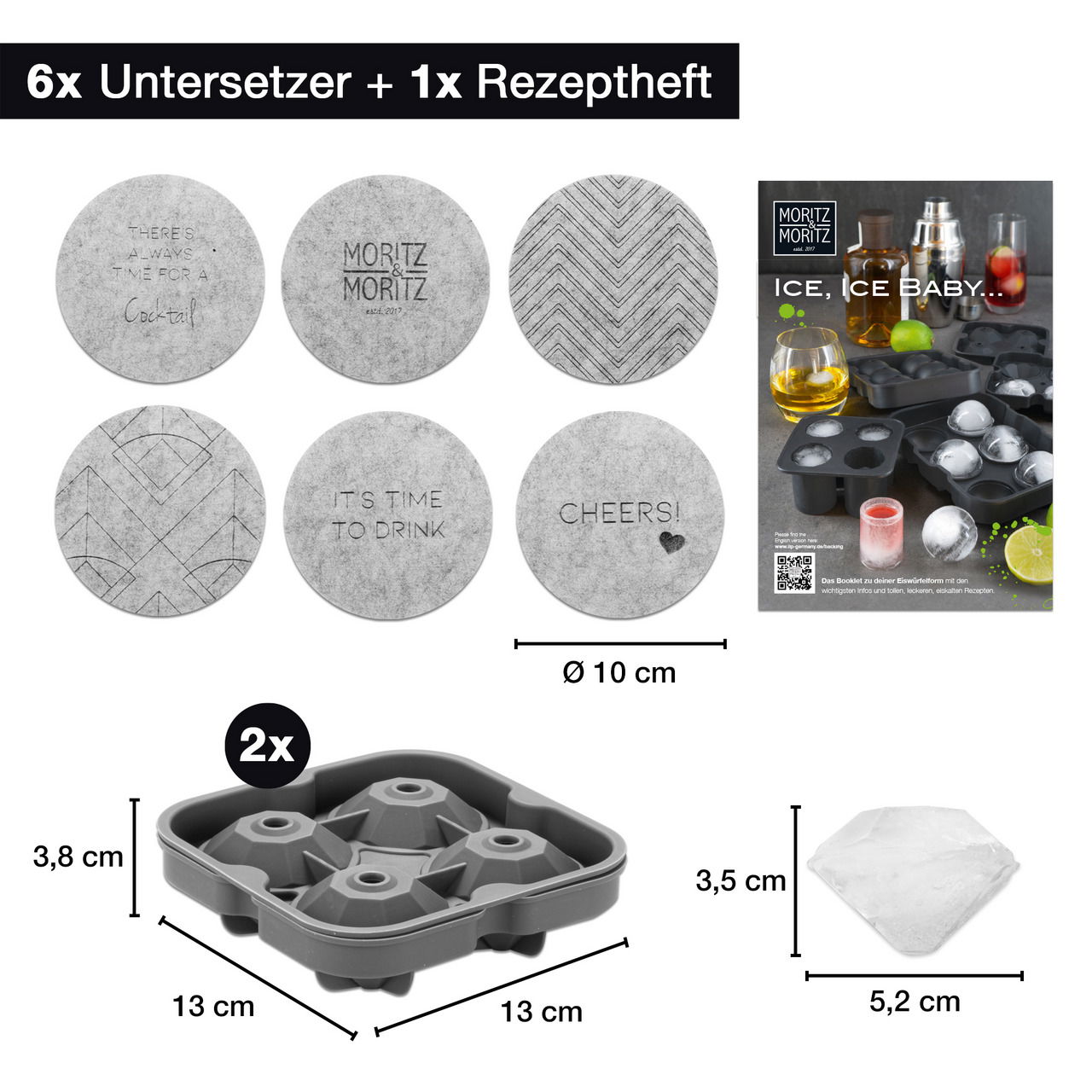 Moritz & Moritz Eiswürfelform Diamanten 2er Set
