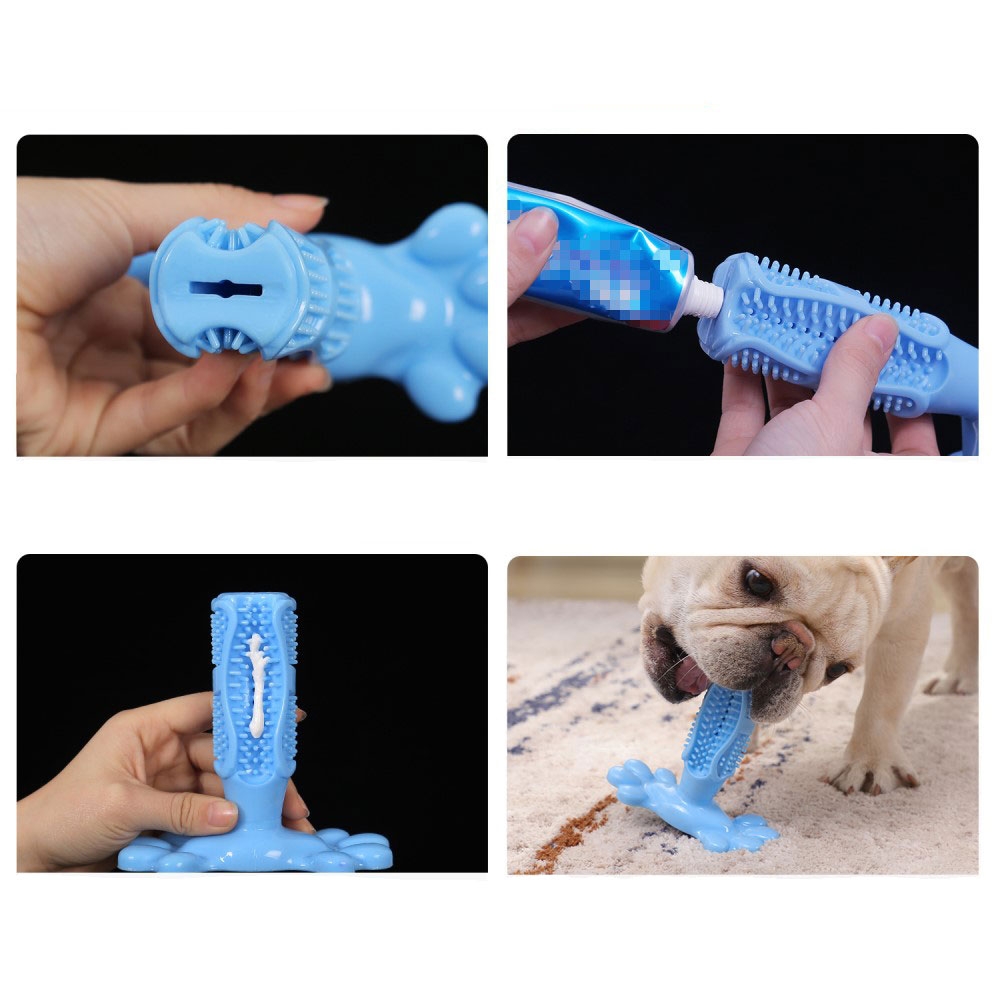 Natürlicher Hunde Zahnreiniger Kauspielzeug für die Zahnpflege Bissfest (Naturkautschuk) - Blau
