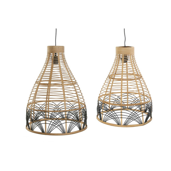 Suspension bicolore rotin 50 w (45 x 45 x 60 cm)