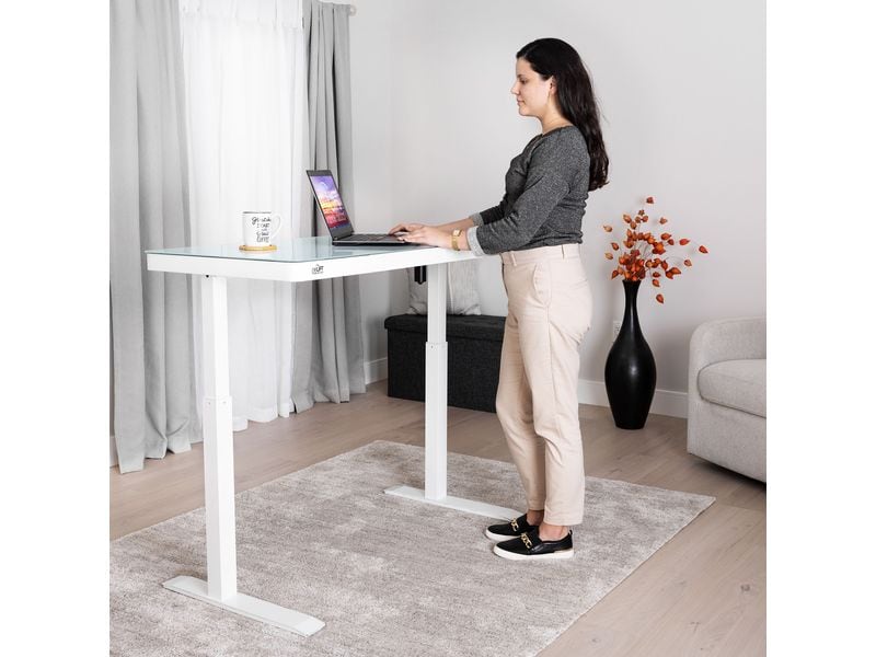 seville classics Stehtisch Airlift 1.2 x 0.6 m, Weiss Tischgestell mit Glasplatte
