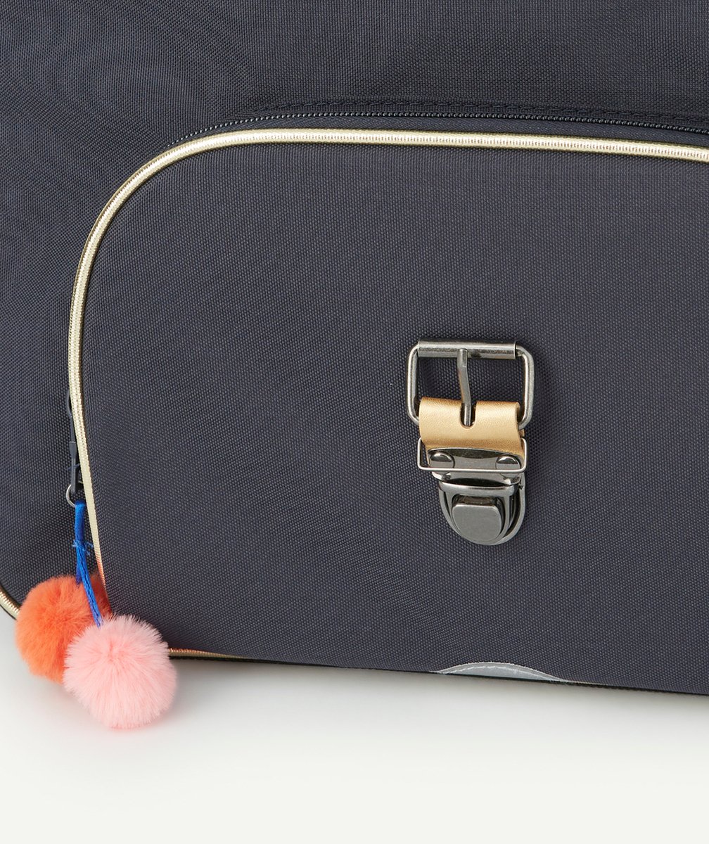 TANN'SLE CARTABLE MARINE IMPRIMÉ FLEURI AVEC POMPONS