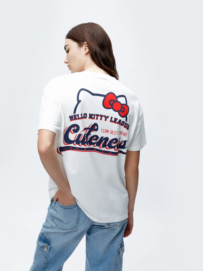 Camiseta estampada Hello Kitty ©Sanrio - Branca/Azul Marinho