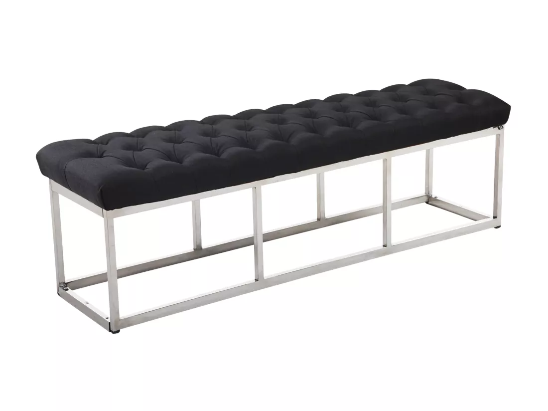 Banquette - Tissu & Acier inoxydable - Noir - Amun