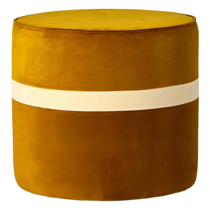 Maison Sarah Lavoine Pouf Léo en velours | Blanc/Bourdon Ocre