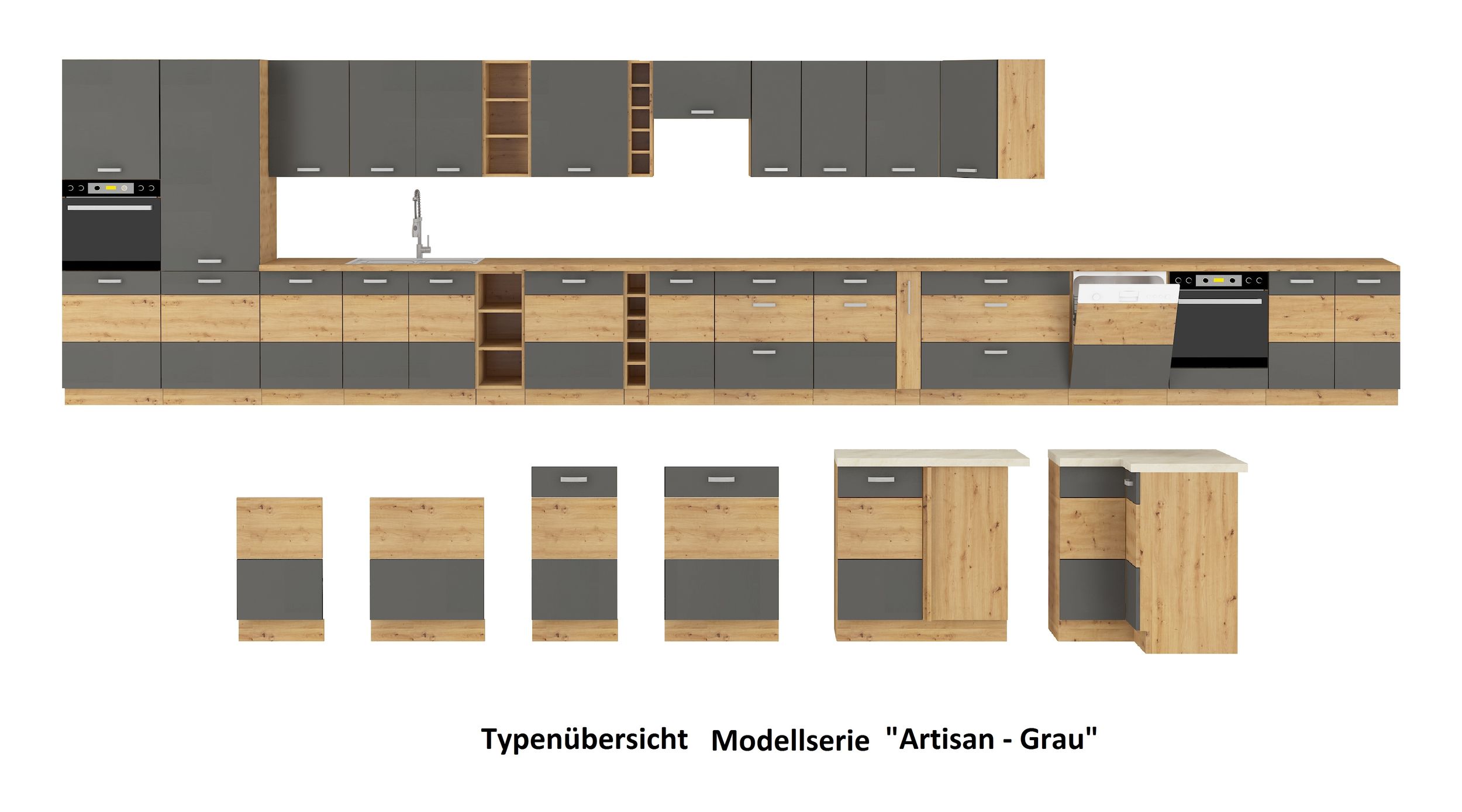 Hängeschrank Regal 15 cm Eiche Artisan Küchenzeile Küchenblock Küche Stilo