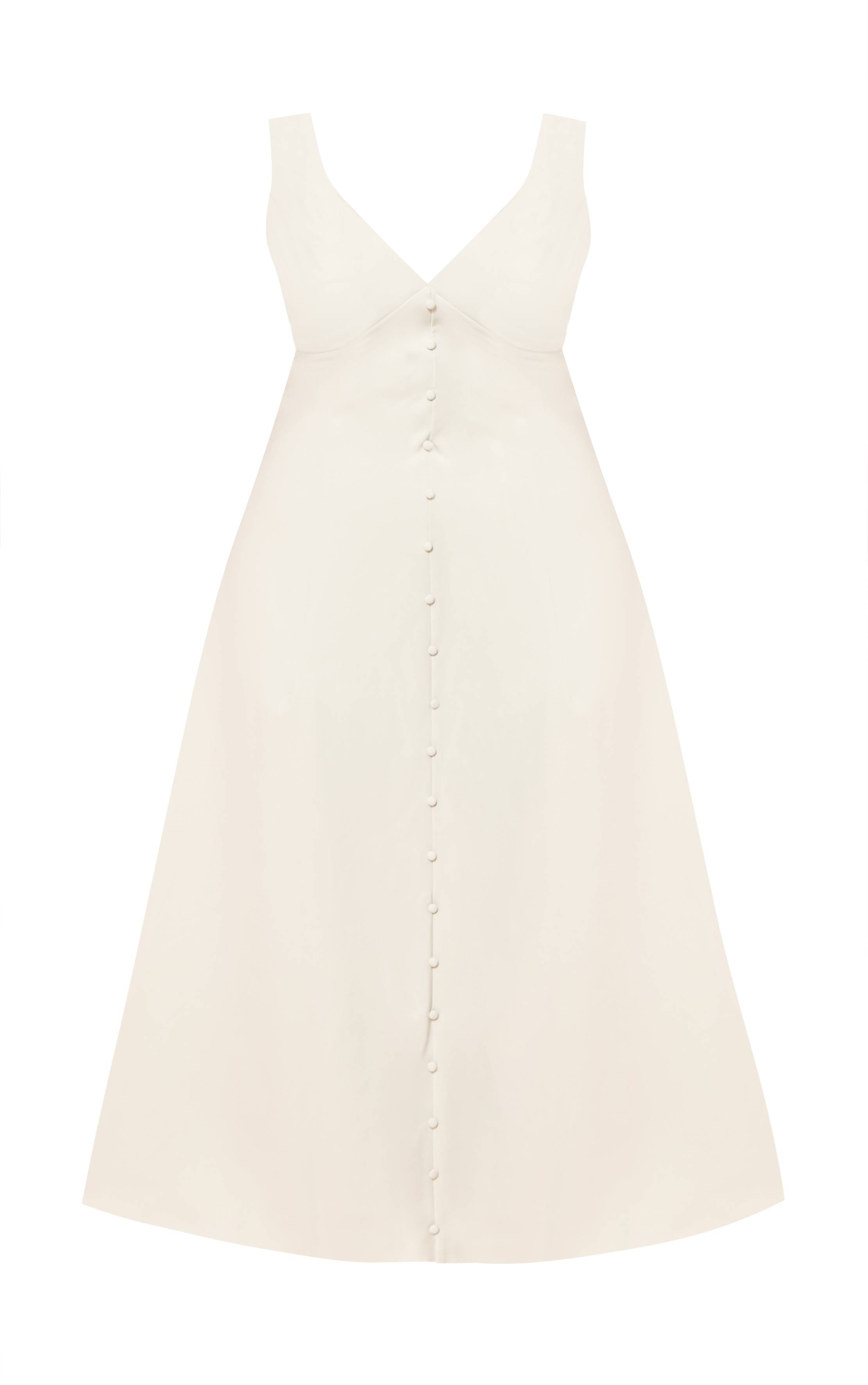 Vert Sauge Robe Mi-longue Cintrée Tissée À Décolleté Plongeant Et Boutonnage Grande Taille