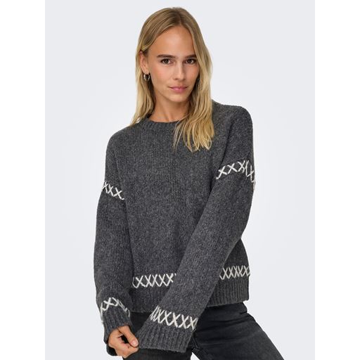 ONLY Amanda Striktrøje, Dark Grey Melange, XS