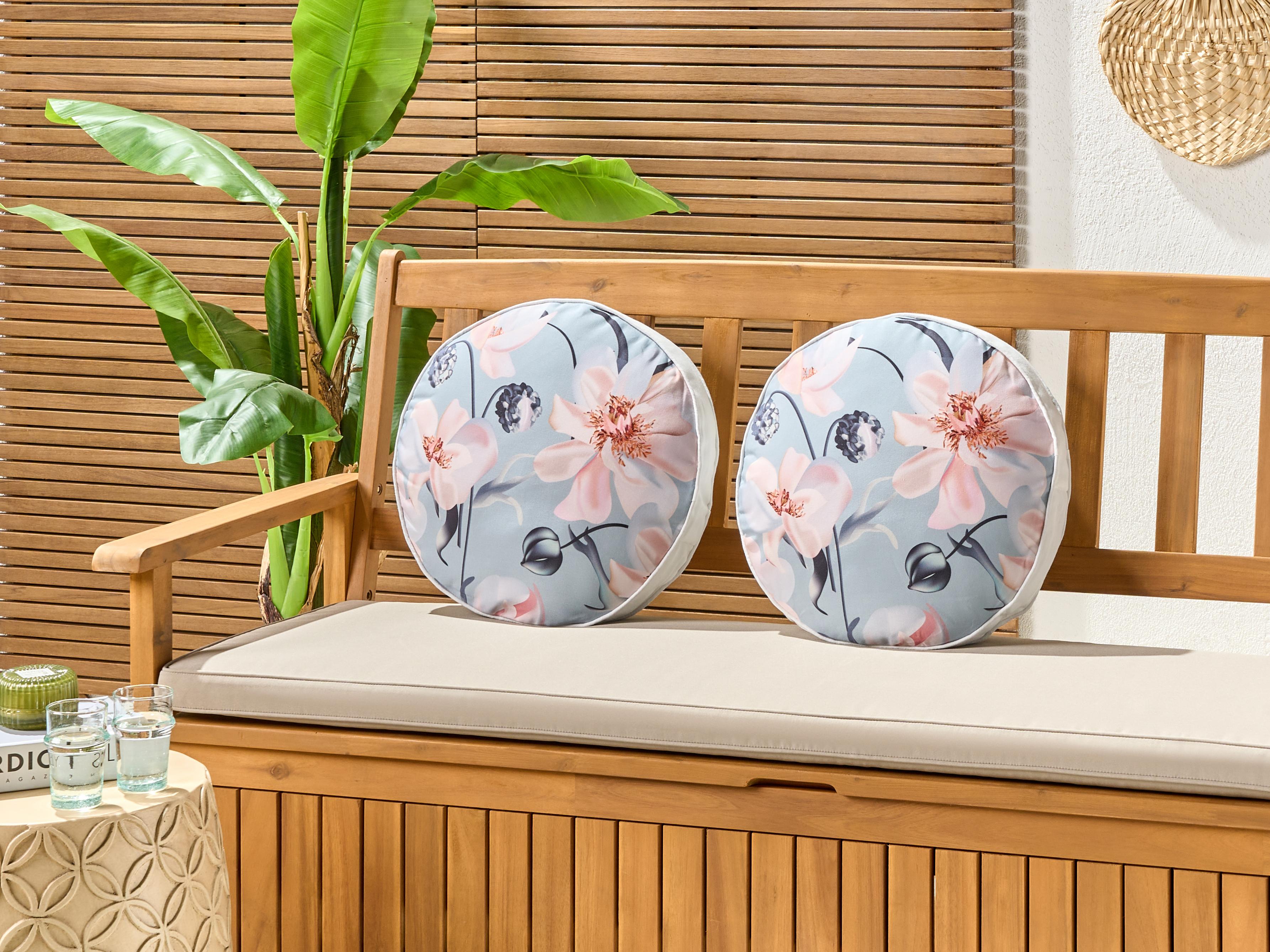 Set van 2 tuinkussens APRICALE bloempatroon 40 x 40 cm Blauw