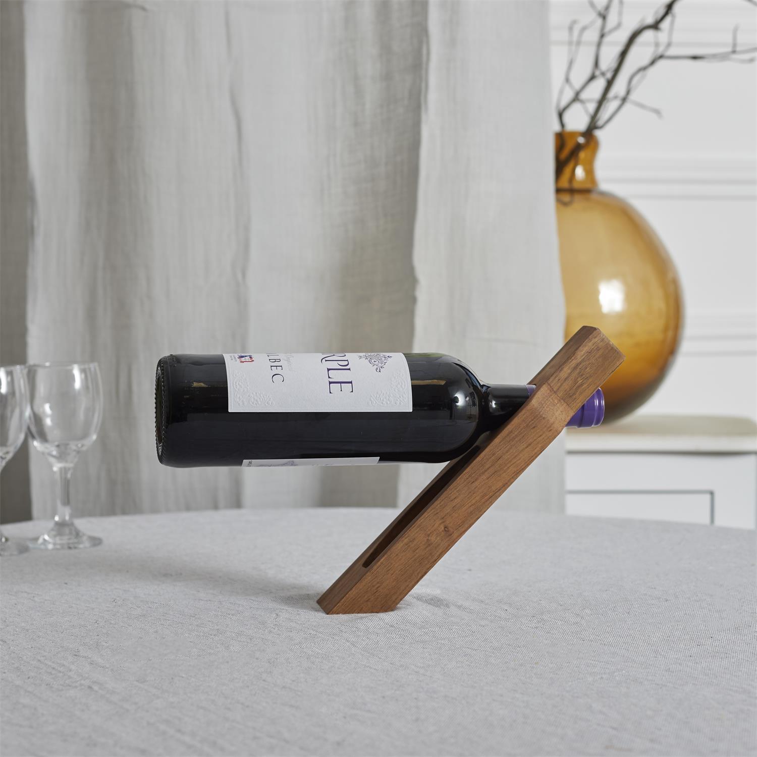 SUPPORT BOUTEILLE ET TIRE BOUCHON ACACIA
