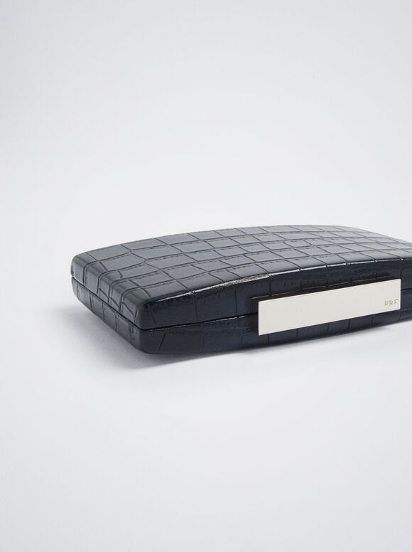 Clutch de festa com estampa animal - Azul marinho
