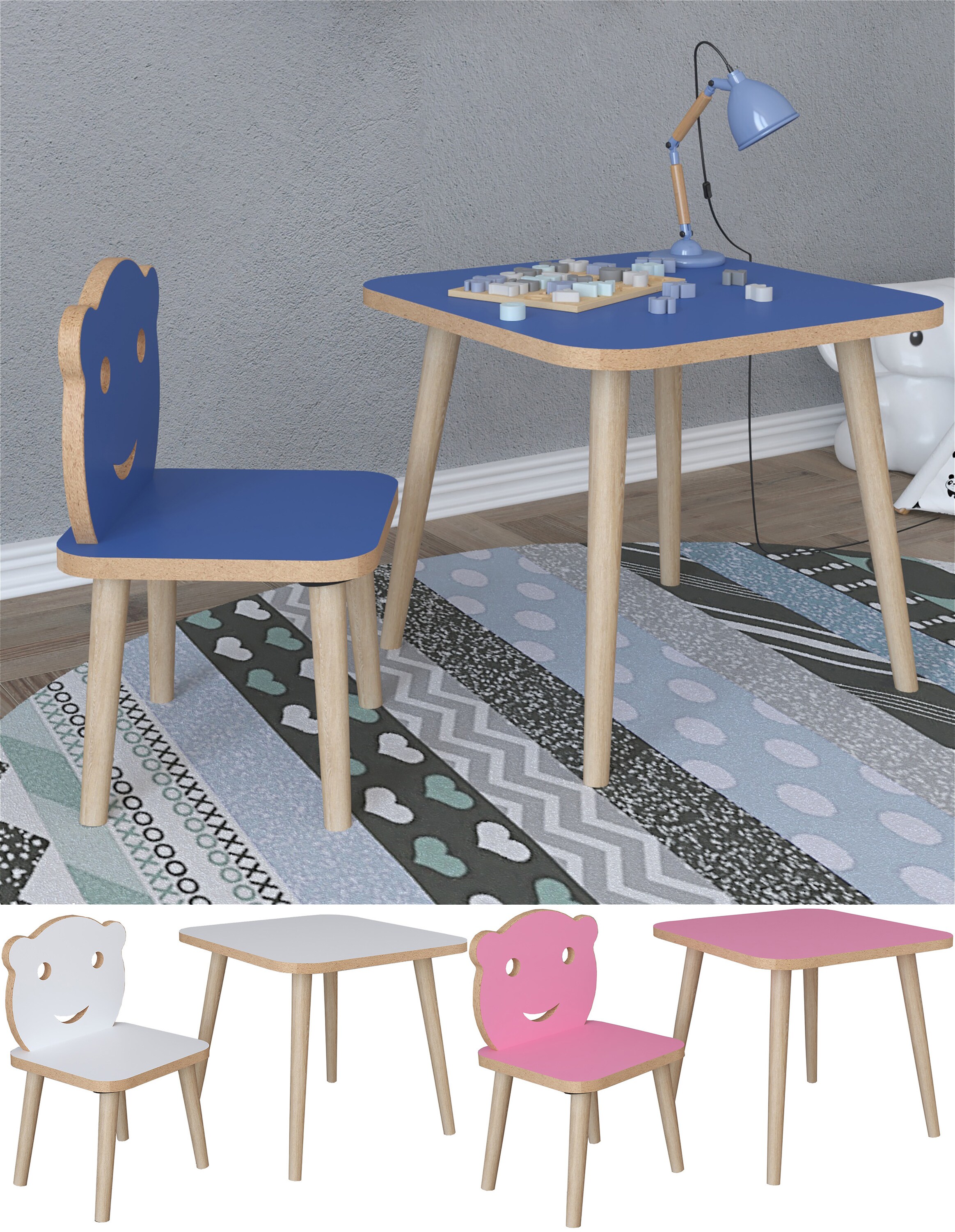 VCM 3-tlg. Sitzgruppe Kinderzimmer Kindermöbel Tisch Stuhl Kinder LiLuLa