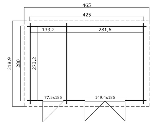 Belmont 2 tuinhuis inclusief vloer, 465 x 318,9 cm, naturel