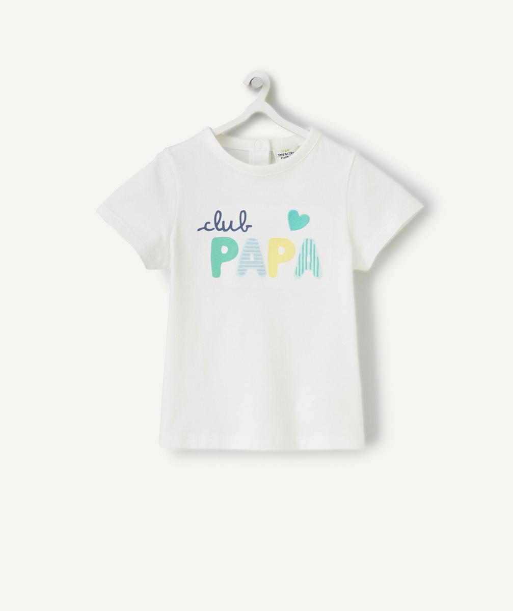 t-shirt bébé garçon en coton bio blanc message club papa