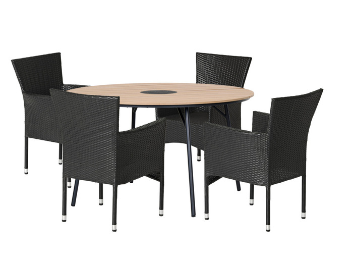 Havebord Montana teaklook Ø130 cm - Sunlife