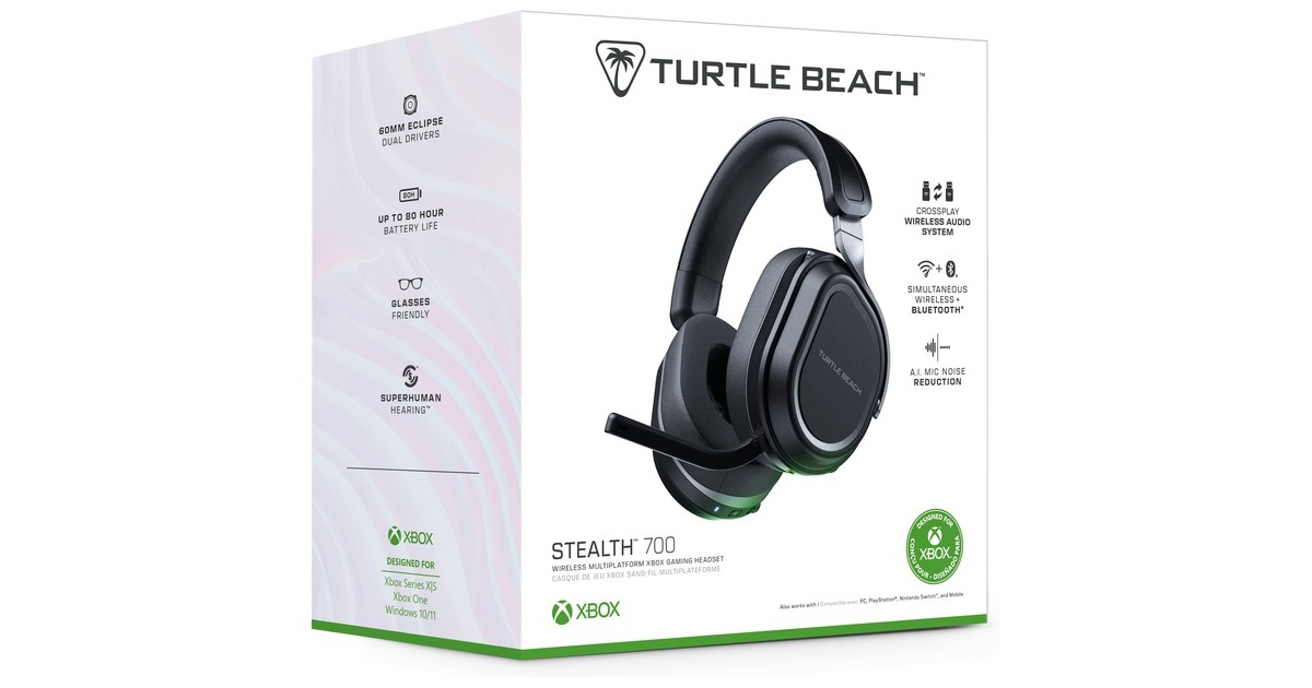Turtle BeachStealth 700X Gen 3 draadloze gamingheadset over-ear   (Zwart, Xbox®, PC, Steam Deck en mobiel, 2,4GHz, Bluetooth 5.2)