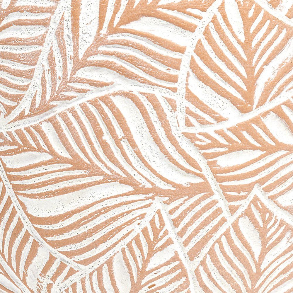 Cache pot rond en terre cuite motif feuille