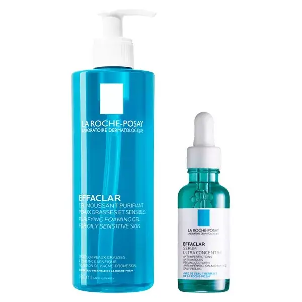 La Roche-Posay Effaclar Gel de Limpeza Facial Purificante Anti-Imperfeições 400ml e Sérum Ultraconcentrado 30ml
