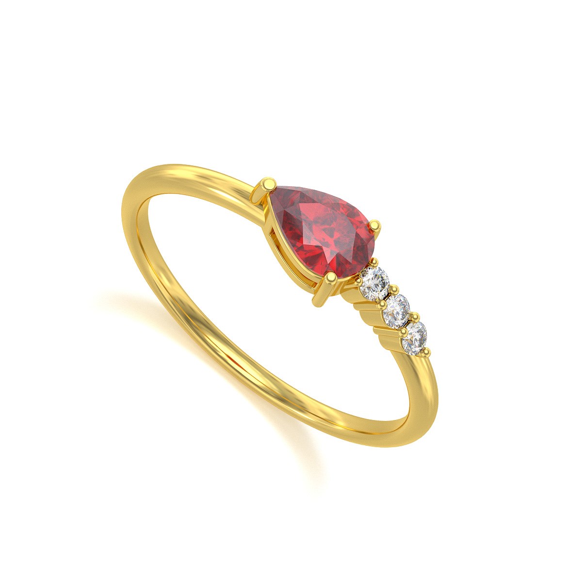 Bague ADEN Or 585 Jaune Rubis et diamants 1.176grs