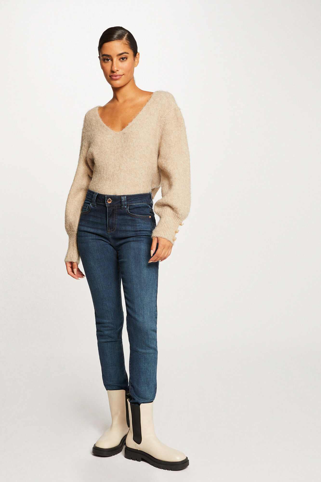 Calça jeans skinny de cintura alta - Azul
