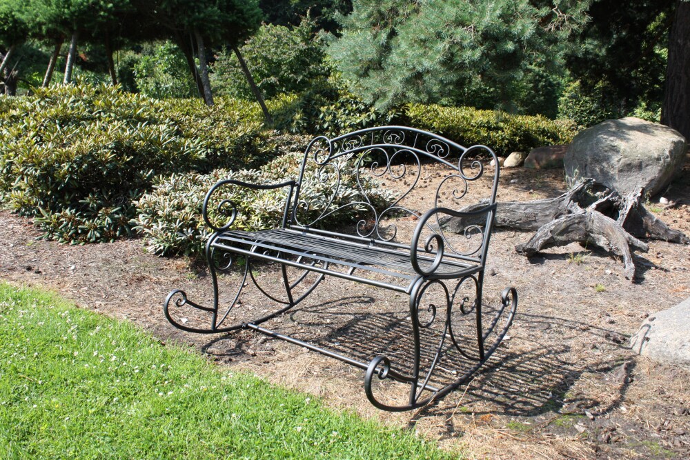 Schaukelbank Metall Gartenbank Sitzbank Parkbank Schaukelstuhl Bank schwarz
