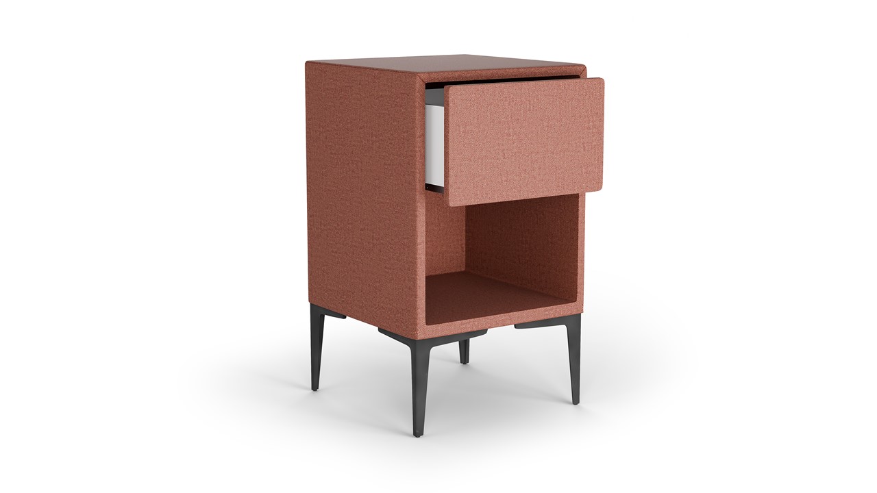 Nachtkast vierkant B Bright met 1 lade en poten terracotta