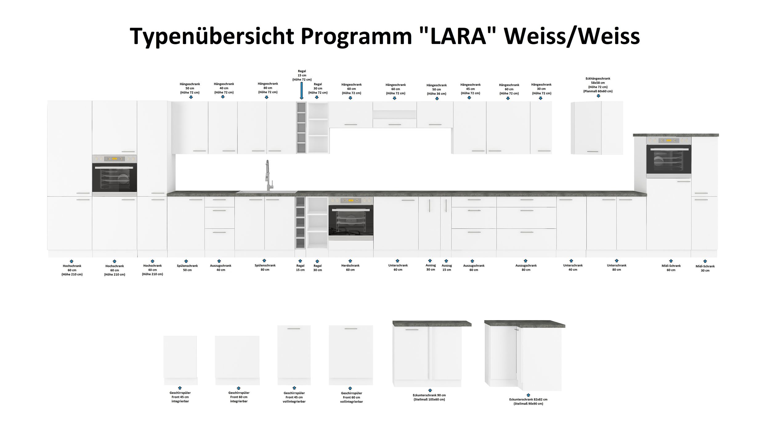 Küche Hängeschrank 80 Lara Weiß Hochglanz Küchenzeile Küchenblock