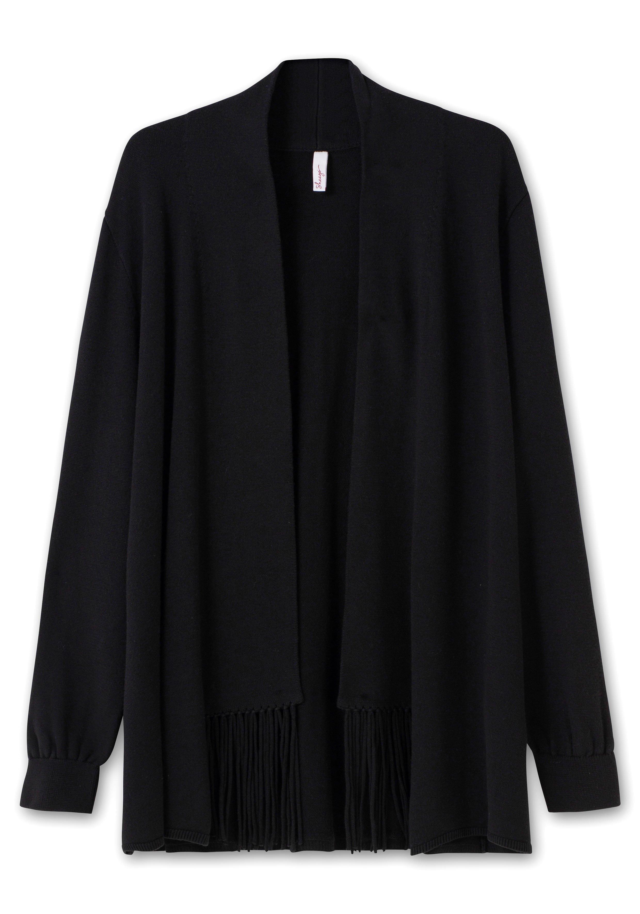 Strickjacke mit Schalkragen und Fransen