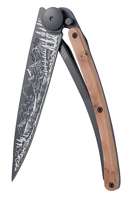 DEEJO - COUTEAU MONTAGNE TATOO GENEVRIER BLACK 37 G