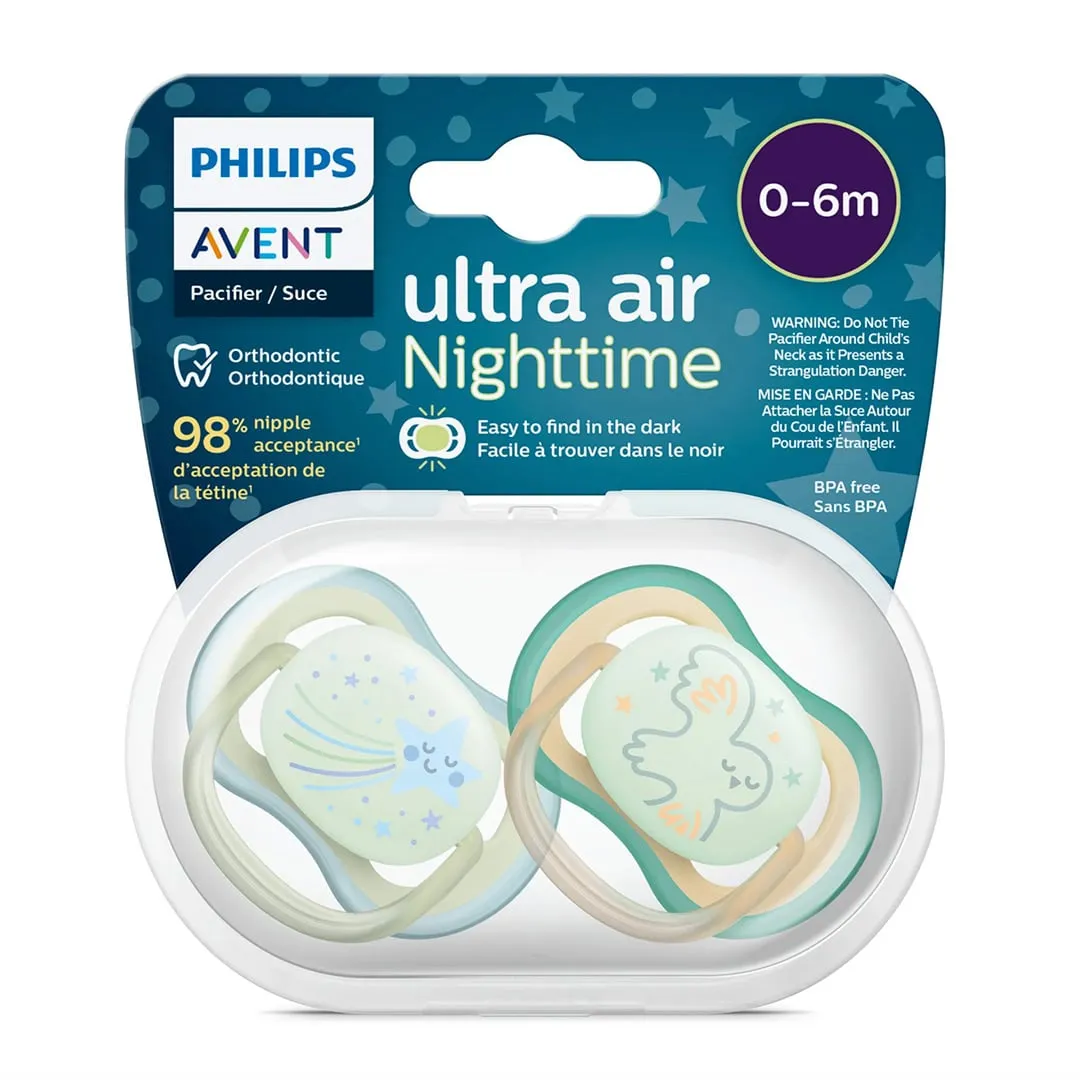 Philips Avent Suce Ultra Air Nighttime 0-6 mois Étoile Souriant  Chouette (2)