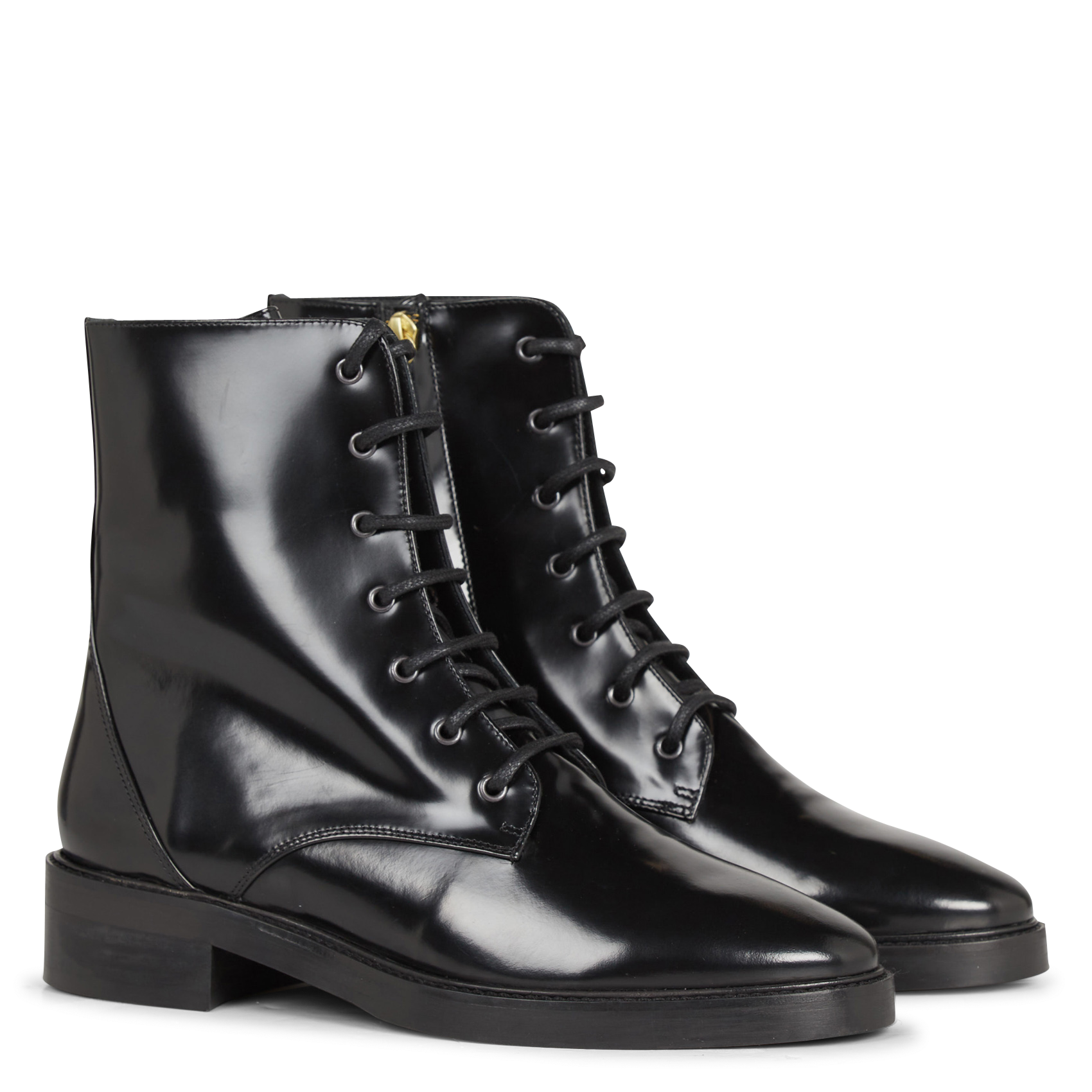 BOTTINES 499 - Bottines à lacets en cuir glacé | Noir