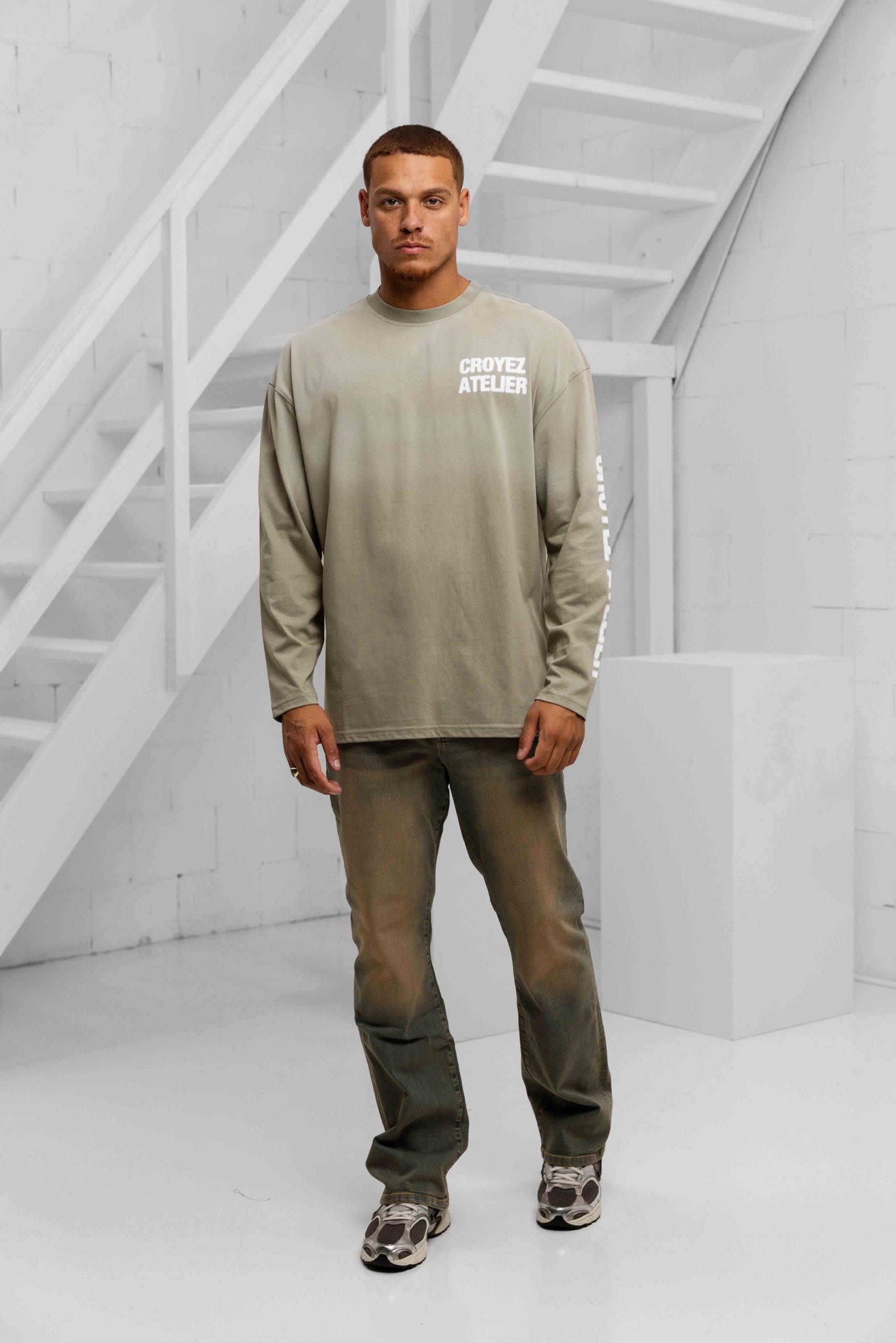 Croyez Sprayed Atelier Longsleeve T-Shirt Heren Groen