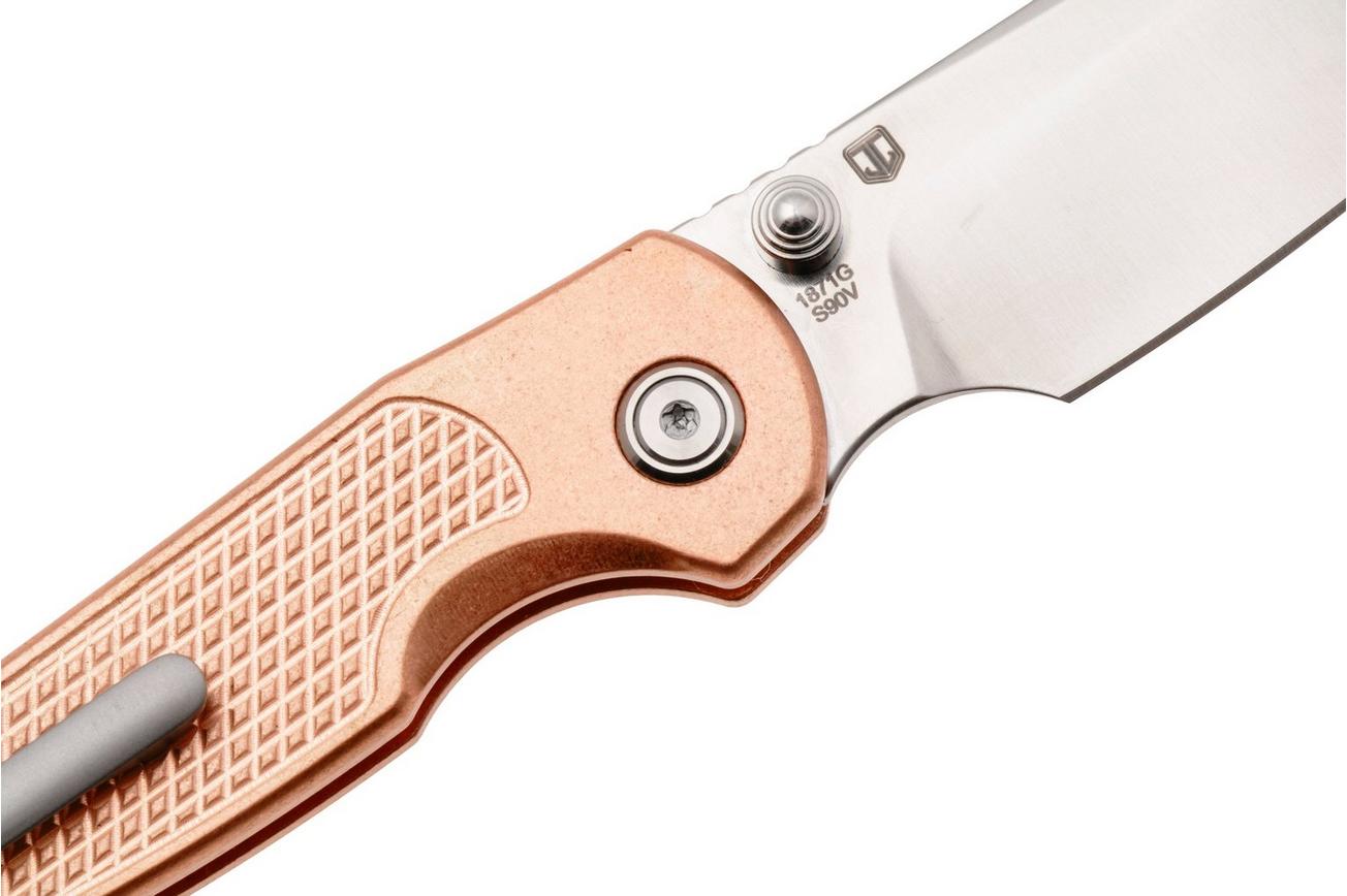 Artisan Cutlery Cleo 1871G-CO, Sand Polished CPM S90V, Copper Titanium zakmes, Johan Jordaan design