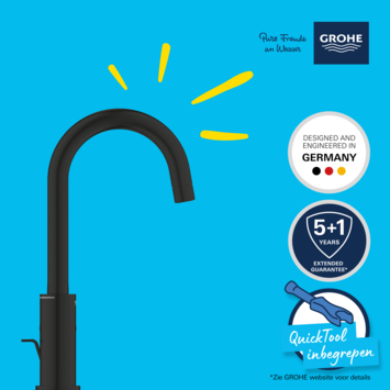 Grohe Wastafelmengkraan Start L-Size met waste Mat Zwart
