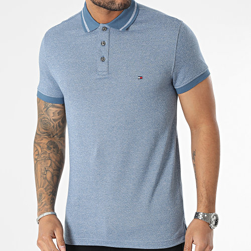 Polo Manches Courtes Pretwist Mouline Tipped 0780 Bleu Chiné