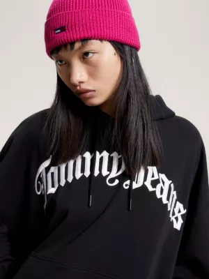 Vestido com capuz oversized com logo grunge