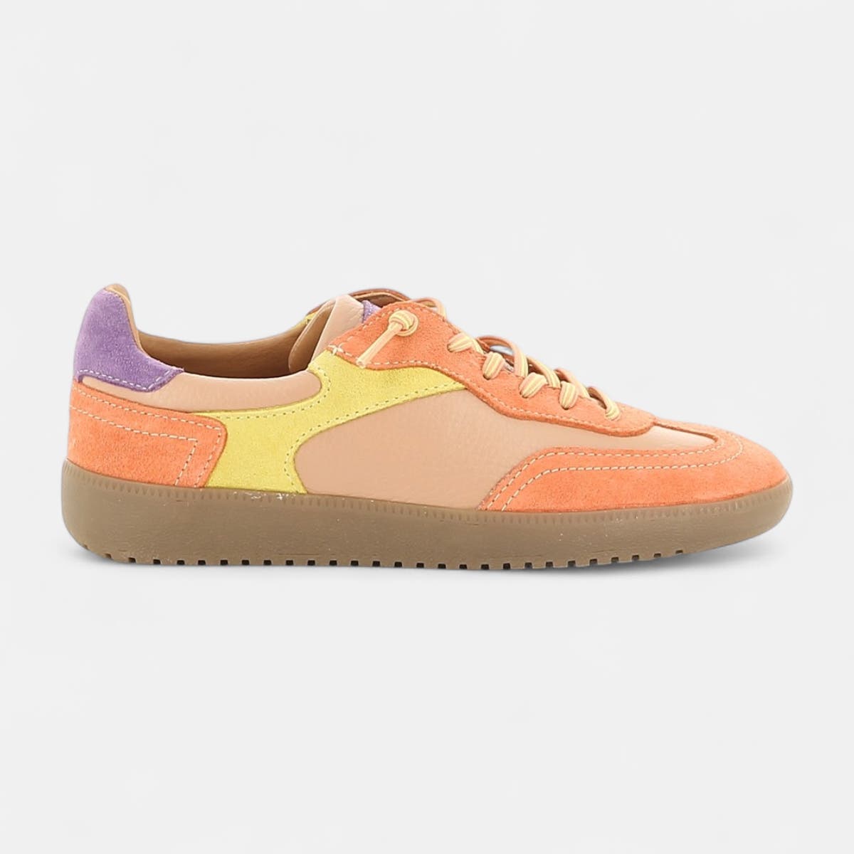 Baskets basses Femme en cuir corail